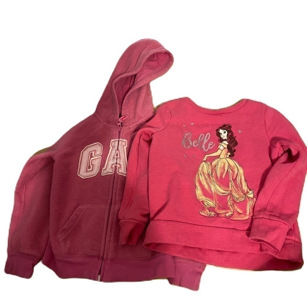 Size 5 Sweatshirt Bundle Kids Disney Belle Beauty and the Beast Pink Gap Zip